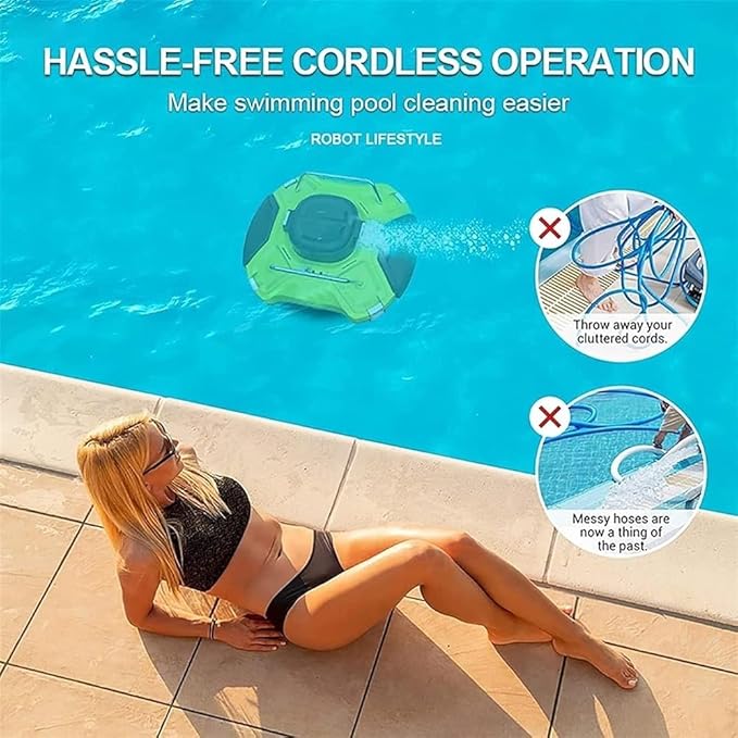 Robotic Pool Cleaner Pool Vacuum Pool Vacuum for Above Ground Pools Swimming Pool Cleaner Robot Automatic 5000mAh Intelligent Rechargeable
