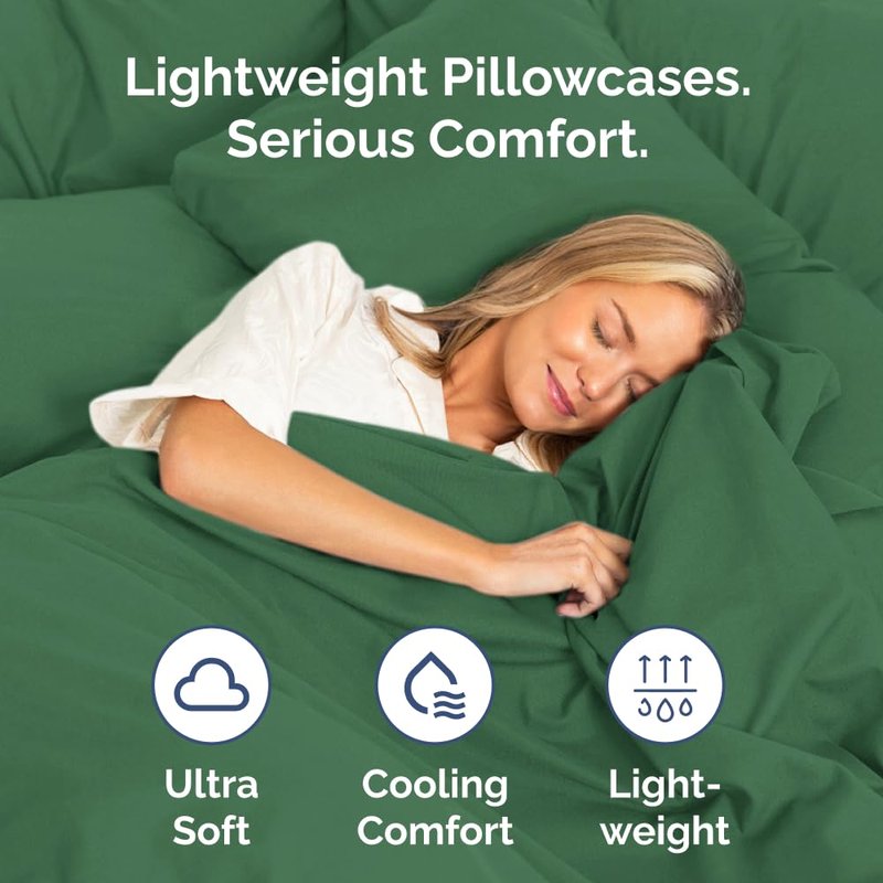 Queen Pillow Cases Set of 4 - Ultra Soft Hotel Quality Pillowcase Covers - Comfy, Cozy & Wrinkle Free - Shrinkage and Fade Resistant - Machine Washable Pillow Protectors - 4 Piece Set - Emerald Green