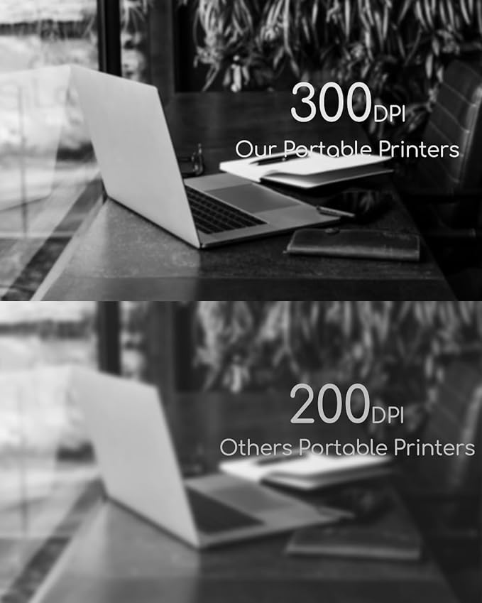 TATTMUSE Portable Thermal Printer, Bluetooth Printers Wireless for Travel Home Use, Mini Compact Printer