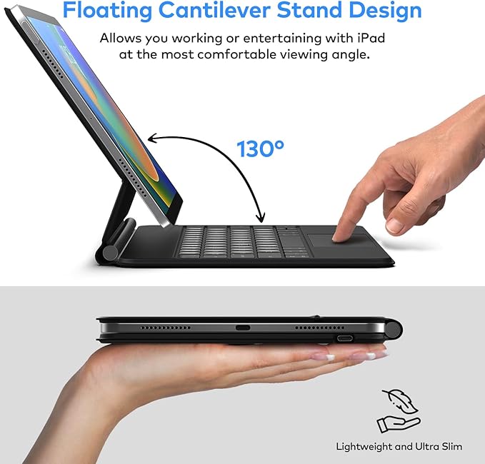 runelk Keyboard Case for iPad 10th Generation 2022 & 11th (A16, 2025) – Magic-Style Keyboard with Multi-Touch Trackpad – Floating Cantilever Stand – Magnetic Case for iPad 10.9 inch 10th / 11th Gen.