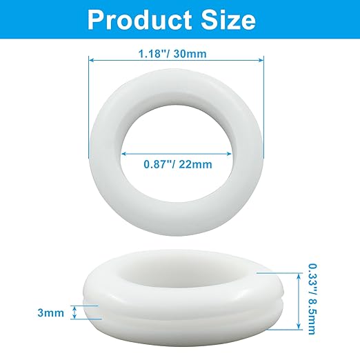 Kyuionty 12 Pcs Rubber Grommets, 7/8" Inside Diameter 1" Drill Hole Rubber Wire Grommets for Wire, Firewall, Cables, Plugs (White)