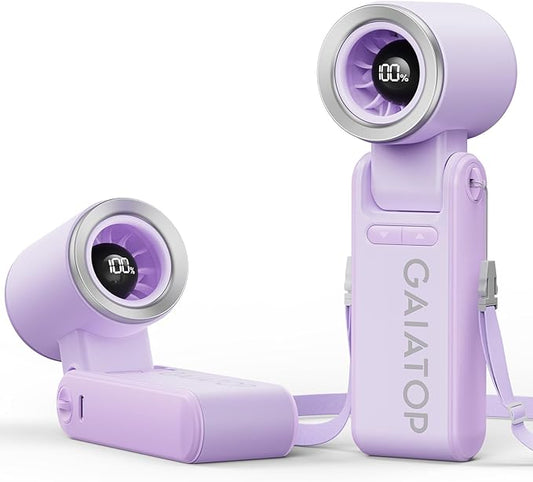 Gaiatop Portable Handheld Turbo Fan, 15 Hrs Cooling, 180° Foldable 4-in-1 Hand Held Fans, 6-Speed (1-100) Personal Mini Handheld Fans, Small Portable Fan for Travel Working Outdoor, Women Gifts Purple