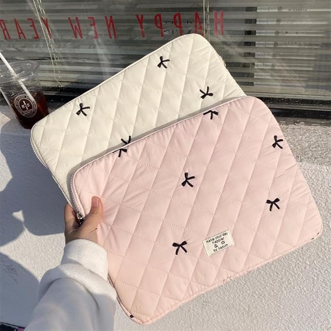 Attria Cute Bow Graphic Carrying Laptop Bag Y2K Preppy Laptop Sleeve Case Bag Kawaii Pad Computer Protect Case Pouch (11 inch,Pink)