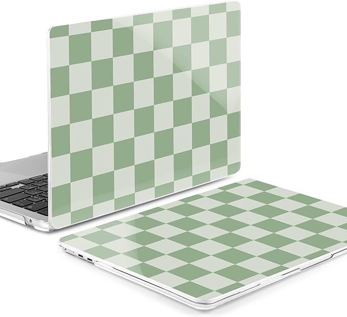 MEEgoodo Case for M5/M4/M3/M2 MacBook Air 13 inch Case 2026 2025 2024 2022, Fit Model A3449/A3240/A3113/A2681, Laptop Hard Shell Compatible with MacBook Air 13.6-inch, Green Checkered
