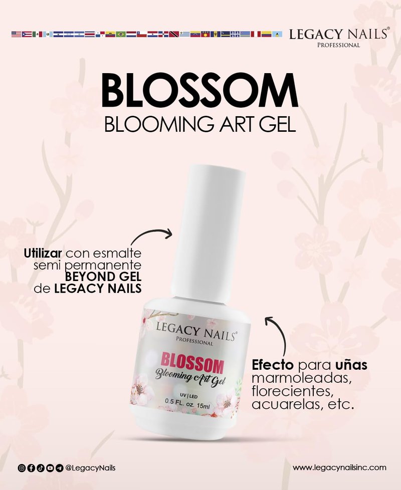 Legacy Nails Professional BLOSSOM ART GEL 0.5oz. - Clear Blooming Gel for Stunning Nail Art Effects, Marble, Tie-Dye & Floral Designs – Easy Application, Long-Lasting, UV/LED Curable