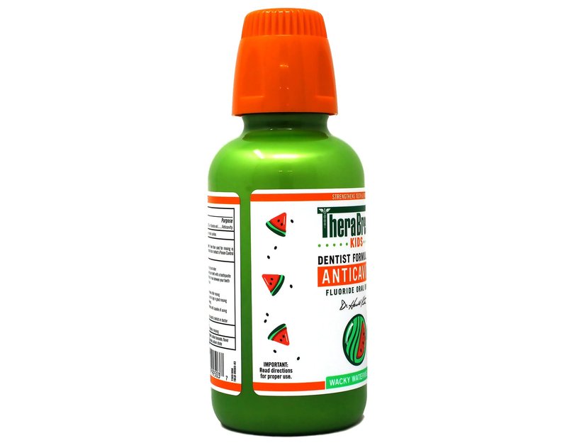 TheraBreath Kids Mouthwash with Fluoride, Organic Strawberry Splash, Anticavity, 10 fl oz & TheraBreath Kids Mouthwash with Fluoride, Organic Wacky Watermelon, Anticavity, 10 fl oz