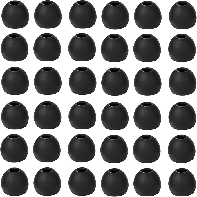 CYADCI 36 Pieces Large Earbud Tips Soft and Comfortable Silicone Earbud Tips Ear Bud Replacement Pieces Silicone Fit Most in-Ear Headphones，Inner Hole 3.8mm -5.5mm，Large Black Earbuds Silicone Tips