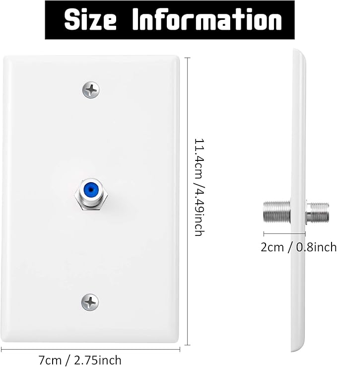 Weewooday 16 Pcs 1-Port TV Cable Wall Plate with F Connector Coax Wall Plate Video Jack Single Gang (Blue)