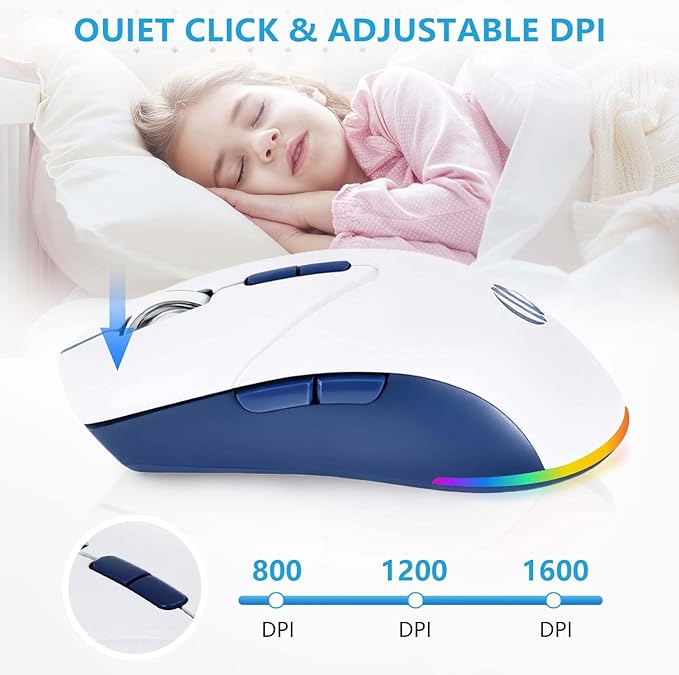 mobiproduct Bluetooth Mouse, Laptop Mouse, Wireless Rechargeable Mouse, 2-in-1 BT 5.2 + 2.4G Silent 1600DPI Mice with USB Receiver, One-Click Return Desktop, Mouse for Laptop, PC, Mac, iPad, White