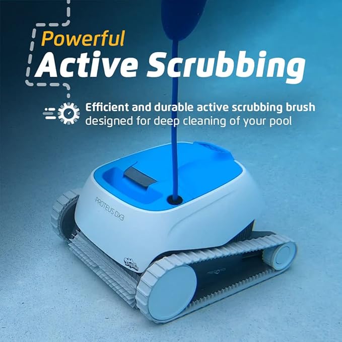 Dolphin Proteus DX3 Automatic Robotic Pool Vacuum Cleaner, Wall Climbing, Active Scrubber Brush, Ideal for In-ground Pools up to 33 FT in Length