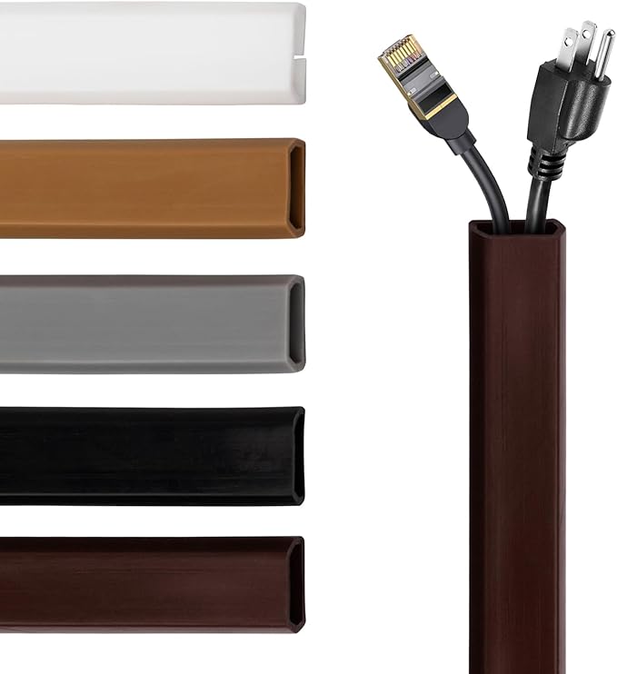 TV Cord Hider – Flexible Wall Cord Cover Slim Design Silicone Cable Raceway - Self Adhesive, Cut to Size Design for Hiding Wires on Wall - Clean Home Setup Cable Concealment (Dark Brown, 6 Feet)