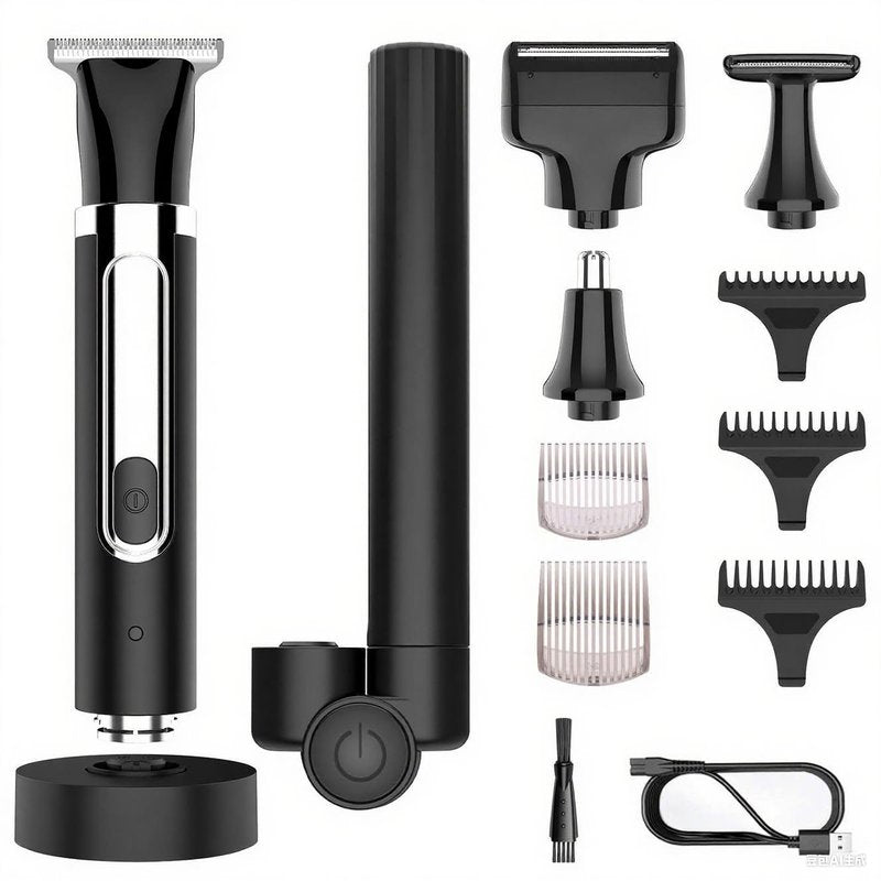 DoCatop Back Shaver for Men, 5-in-1 Electric Back Hair Removal Razor with Adjustable Extension Handle, Body Hair Trimmer Grooming Kit for Wet or Dry Shaving