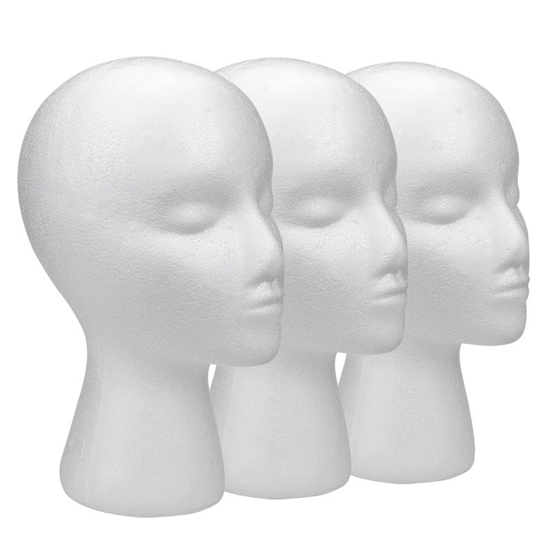 Foraineam 3 Pack 11 Inch Foam Wig Heads Female Mannequin Display Stand Holder Manikin Cosmetics Model Head for Wigs, Glasses, Hats, Hairpieces