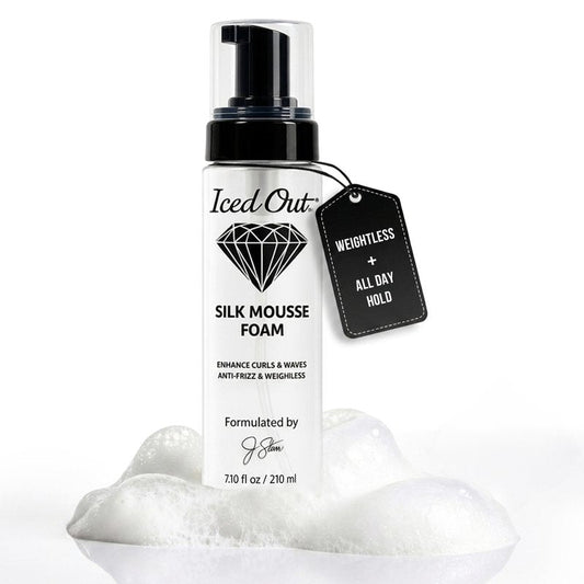Iced Out Silk Mousse Foam | Volumizing & Curl Enhancing Hair Mousse for Men & Women – Frizz Control, Adds Shine, Long-Lasting Shape & Hold | 7.10 fl oz