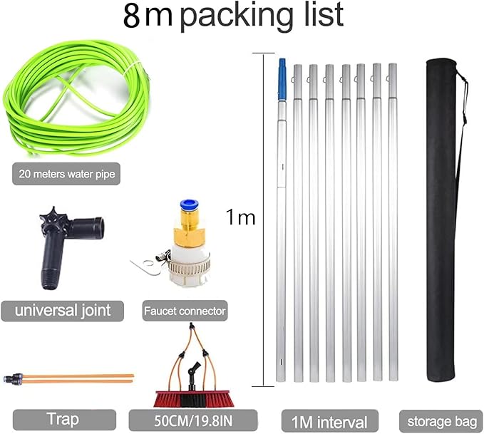 9m/29.5ft Window Cleaning Pole/Water Fed Telescopic Brush/Extendable Cleaner Conservatory Roof Window Cleaning Equipment Extendable Cleaner Conservatory Roof Cleaning Too