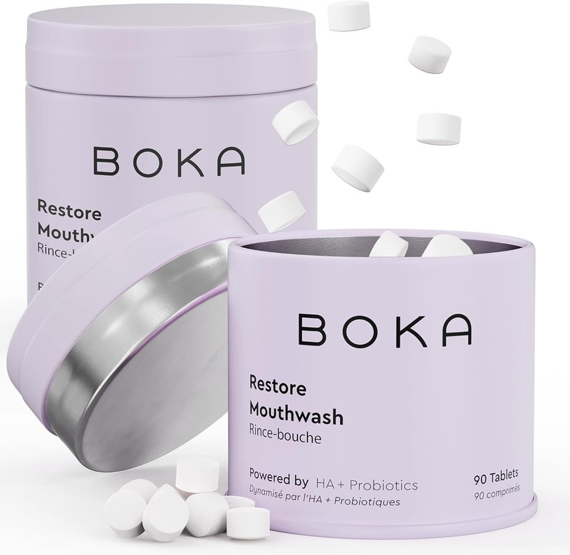 Boka Mouthwash Tablets - Hydroxyapatite Chewable Breath Freshener - Fluoride & Alcohol Free | Travel Size, Mint Flavor (Pack of 2, 90 Pcs)