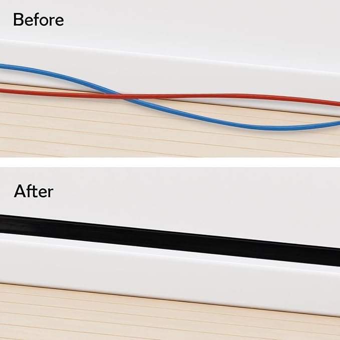 TV Cord Hider – Flexible Wall Cord Cover Slim Design Silicone Cable Raceway - Self Adhesive, Cut to Size Design for Hiding Wires on Wall - Clean Home Setup Cable Concealment (Black, 6 Feet)