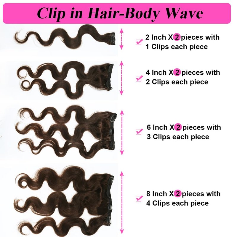 Clip in Hair Extensions Real Human Hair 14 Inch Remy Human Hair Extensions for Women Double Weft Seamless Clip ins Brazilian Body Wave Virgin Human Hair Extensions 8Pcs 100g 20 Clips Dark Brown