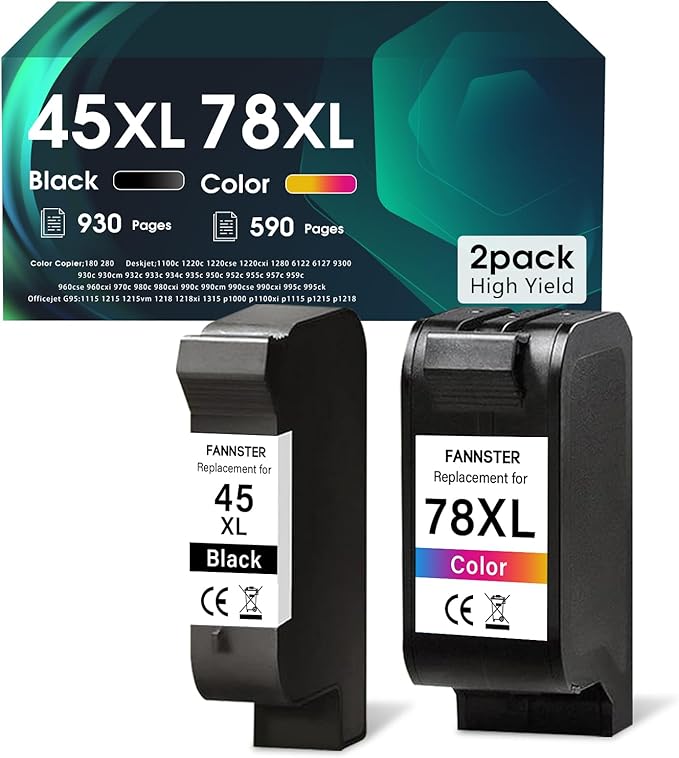 45 78 Ink Cartridge Combo Pack Compatible for HP Deskjet 1220c-ps 930C 952C 970