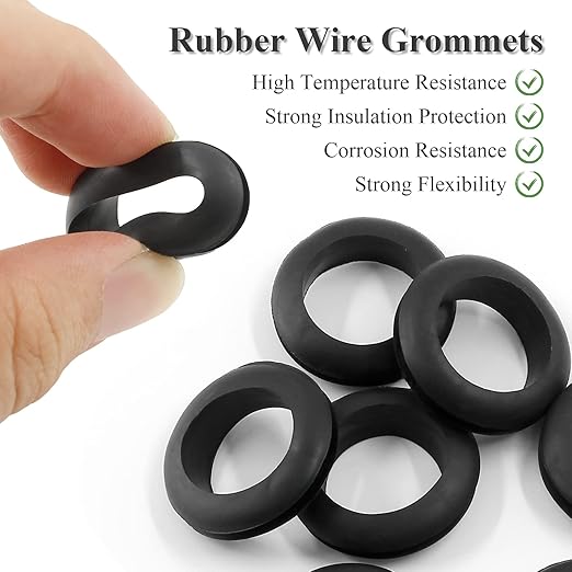 Kyuionty 12 Pcs Rubber Grommets, 0.98" Inside Diameter 1" Drill Hole Rubber Wire Grommets O Ring Grommets for Wire, Firewall, Cables, Plugs, Automotive
