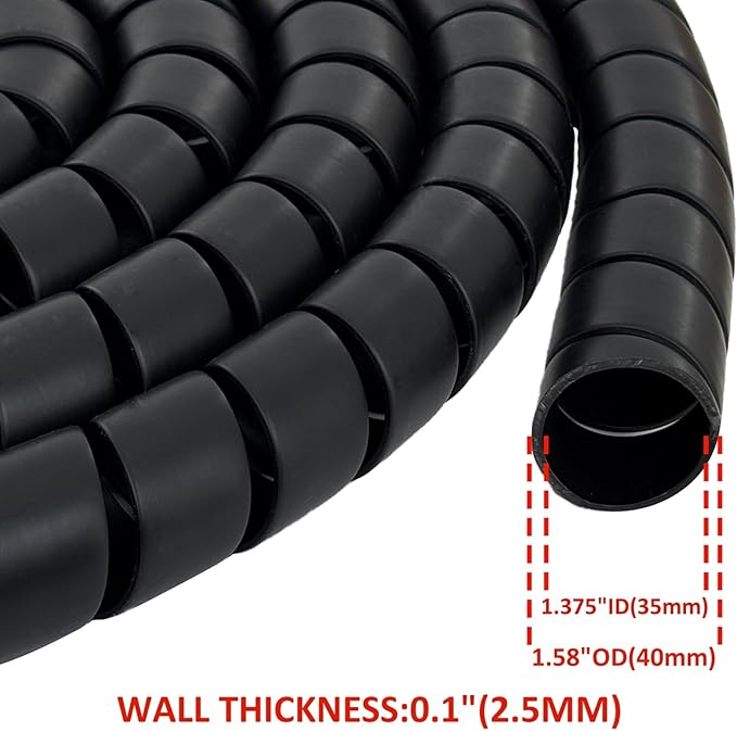JIAXLTD Spiral Wrap Hose Cable Protector - 1.58" OD x 12' Pre-Cut Lengths-Safe Hose Protector to Avoid Wear and Extend Life for Hydraulic Pneumatic Hoses
