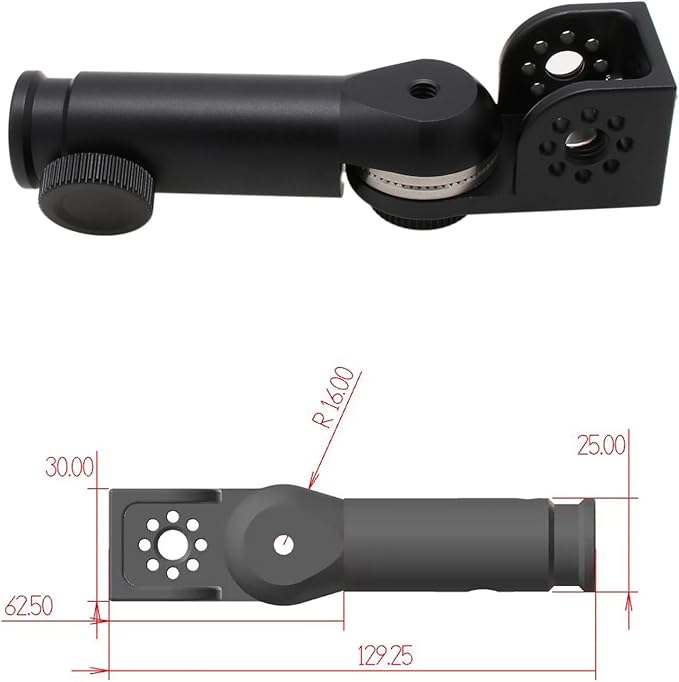 HangTon Tripod Mount Adapter and 3/8" 1/4" Bracket Block Cube 180 Swivel Rotation for Camera Video Monitor, Lens Motor, Microphone, Teradek Wireless System, Black