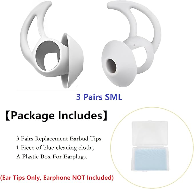 CYADCI Silicone Earbud Tips Compatible with Bose QuietComfort Earbuds and Sport Earbuds,3 Pairs,Silver
