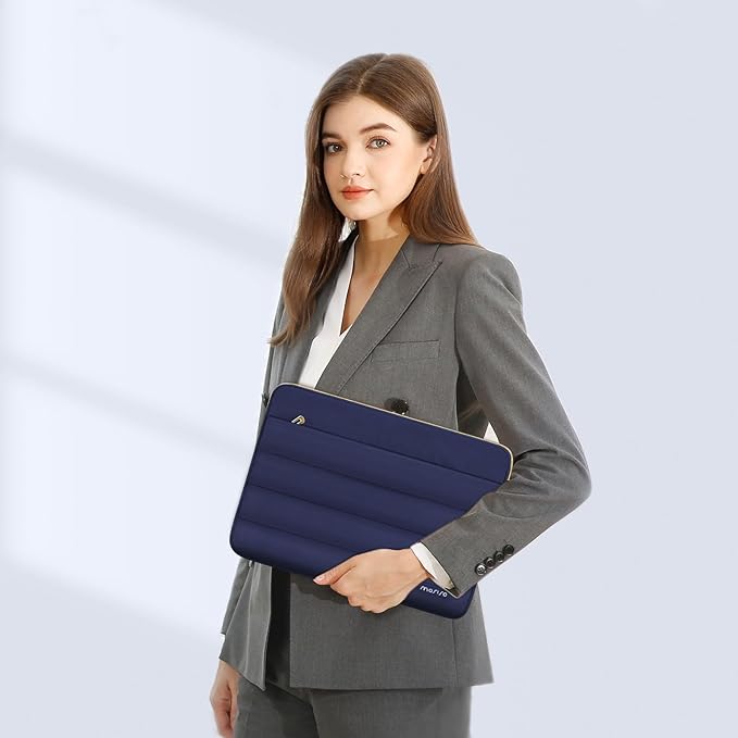 MOSISO Laptop Case 13.3 inch,13-13.3 inch Puffy Laptop Sleeve Compatible with MacBook Neo/Air 13.6 M5 M4 M3 M2 M1/Pro 13/14,HP Dell ASUS Lenovo,Polyester Horizontal Bag with Small Case, Navy Blue