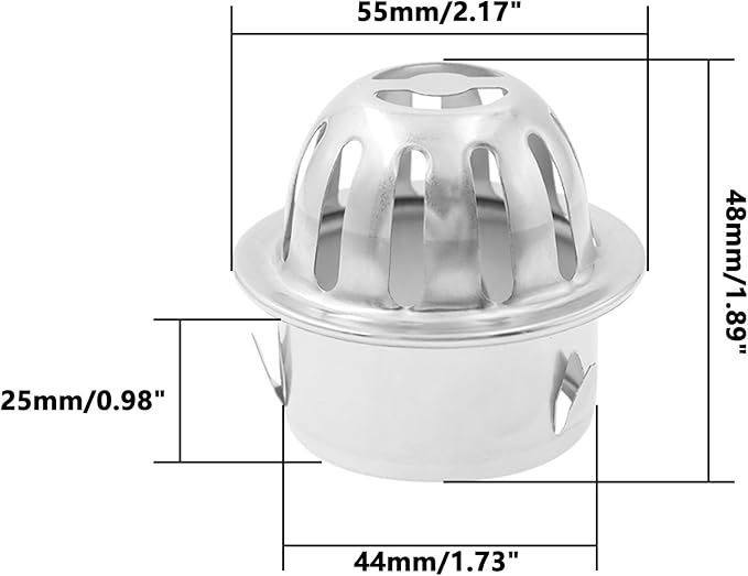 Roof Floor Drain,SAFYY 304 Stainless Steel Roof Drain Dome,Balcony Roof Dome Drain Cover,Yard Outdoor Anti Blocking Strainer,Gardens Gutter Cleaning Tool,Rain Bucket Drainage Parts (1, 50mm/1.97")