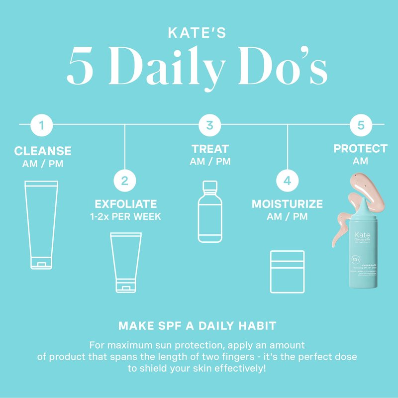 Kate Somerville HydraKate Illuminating Sunscreen Drops – Tinted SPF 50+ Mineral Sunscreen with Zinc Oxide, Moisturizing & Anti-Aging Sun Protection, 2 x 1.7 Fl Oz