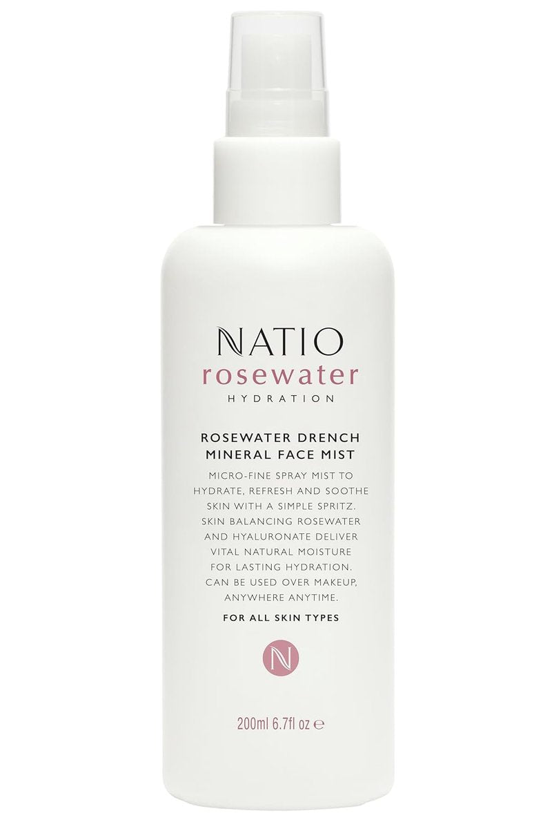 Rosewater Hydration Drench Face Mist - Mineral Moisturizer for All Skin Types | 6.7 oz Makeup-Safe Spray