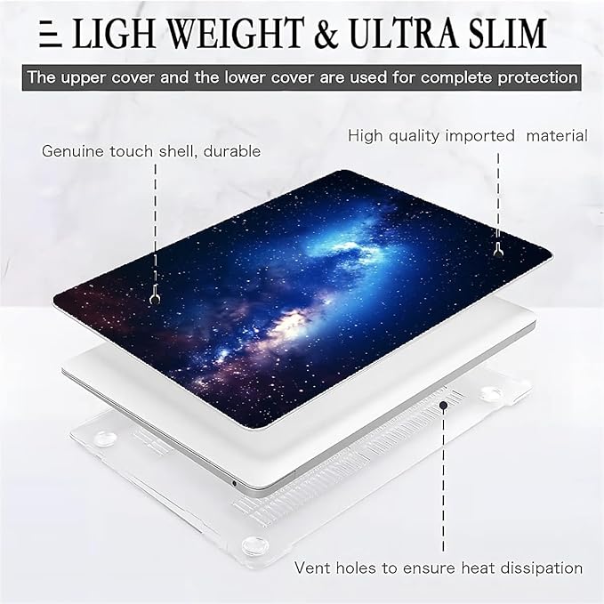 COTAIL Compatible with MacBook Air 13.3 13.6 Inch Case 2022 2021 2020 2019 Plastic Hard Shell Case Cover,13.3 Pro(A1706/A1708/A1989/A2159/A2289/A2338), Milky Way Galaxy