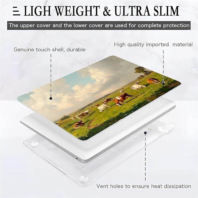 COTAIL Compatible with MacBook Air 13.3 13.6 Inch Case 2022 2021 2020 2019 Plastic Hard Shell Case Cover,13.6 Air (A2681) M2 2022, Cows and Sheep