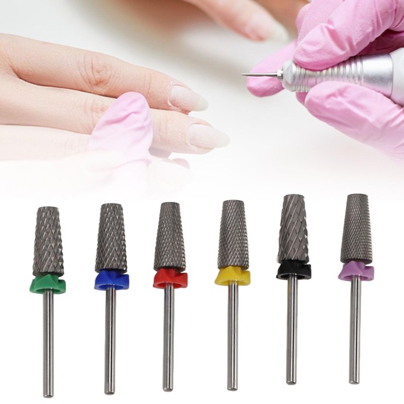 6pcs 5 in 1 Nail Drill Bits Sets, 3/32 Inch Tungsten Steel Electric Nail File Acrylic Gel Nail Bit Kit, Fast Removal High Strength for Acrylic Gel Nails Manicure Pedicure
