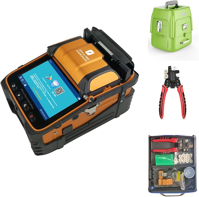 QIIRUN Fusion Splicer Fiber Optic AI-9 Optical Fiber Splicer Fiber Optic Splicing Machine with Upgraded 5" Touch Screen, 6-Motor Core Alignment, 5s Splice for FTTH Telecom Trunk Line Projects