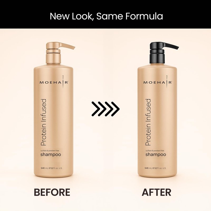 MOEHAIR Protein Infused Shampoo | Anti-Frizz, Moisturizing & Strengthening Shampoo for All Hair Types | With Proteins, Natural Oils & Vitamin E & B5 | Sulfate & Paraben-Free Hair Shampoo, 32 Fl Oz