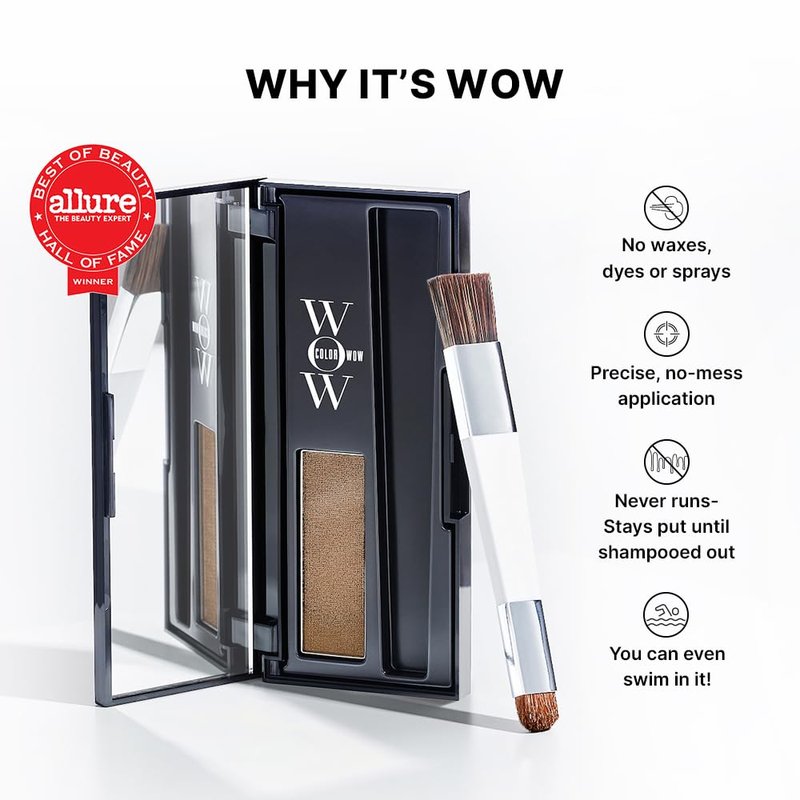 COLOR WOW Root Cover Up, Black – Instant Grey Coverage and Temporary Touch-Up, Water and Sweat Resistant, No mess Award-Winning Formula