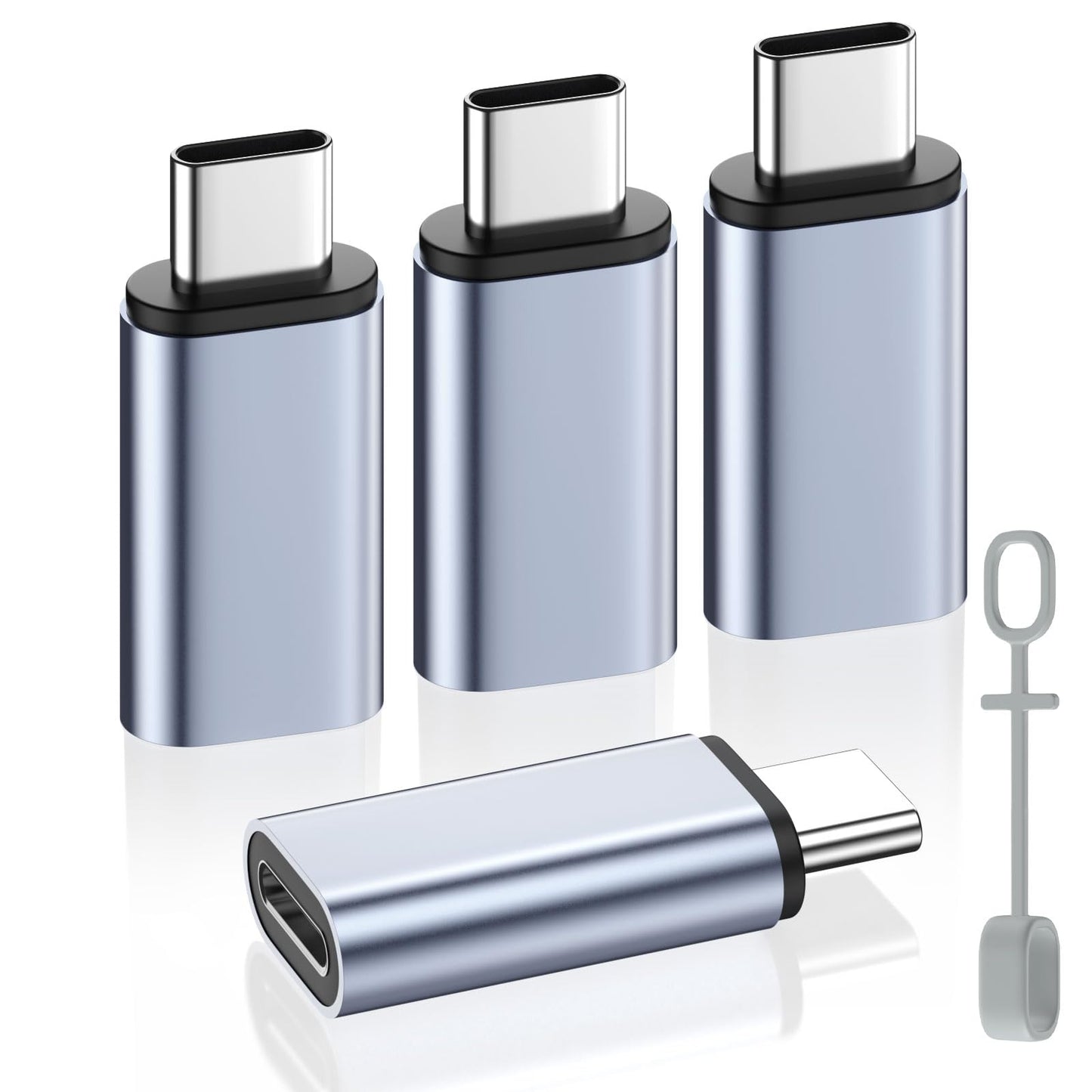 MoKo 4 Pack Lightning Female to USB C Male Adapter,USB-C Lightning Adapter for iPhone Air 17 16 15 Pro Max Plus, iPad Pro/Air, Galaxy,iPhone to USB C Adapter for Data Sync, NOT for Audio/OTG, Gray