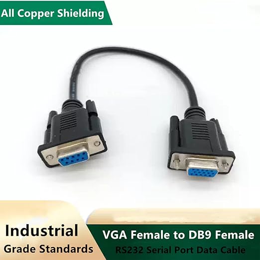GXMRHWY DB9 Female to VGA Female 15Pin Three-Row Signal Transmission Cable, VGA to DB9 Serial RS232 Data Cable for Mutual Transmission of Signals Between 9Pin Video Devices and Computers (5 Meter)