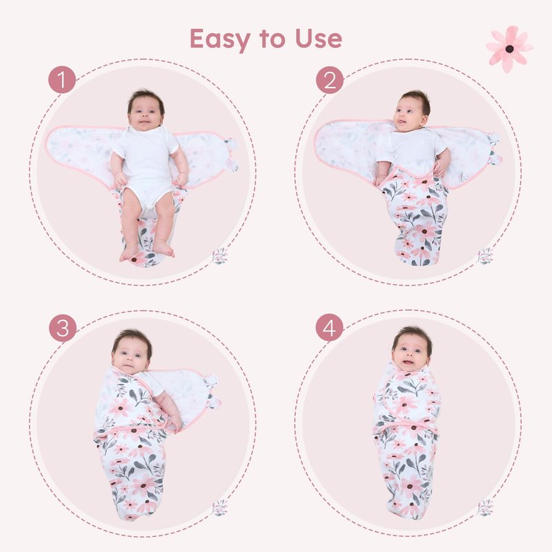 Yoofoss Baby Swaddles for Newborns 100% Cotton, Adjustable Swaddle 0-3 Months 3 Pack Newborn Swaddle Sack, Breathable Soft(Small)