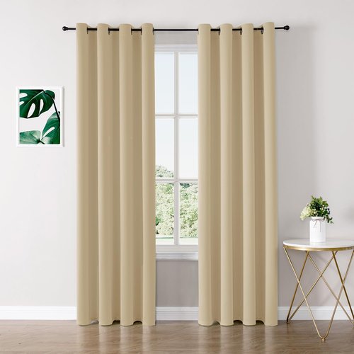 ChrisDowa Blackout Curtains - Thermal Insulated Room Darkening Panels, 80 Inches Long, Biscotti Beige (Set of 2)