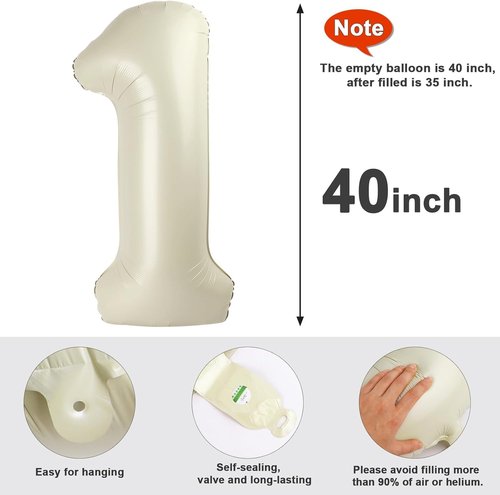 40 Inch Foil Number 50 Balloons - Cream 50th Birthday Party Decorations for Men & Women