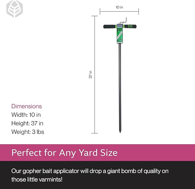 Yard Butler Gopher/Mole Bait Applicator - Gardening Tool for Safe & Easy Pest Control - No Digging Needed - Durable & Sturdy Bait Applicator - Mole, Vole & Gopher Killer