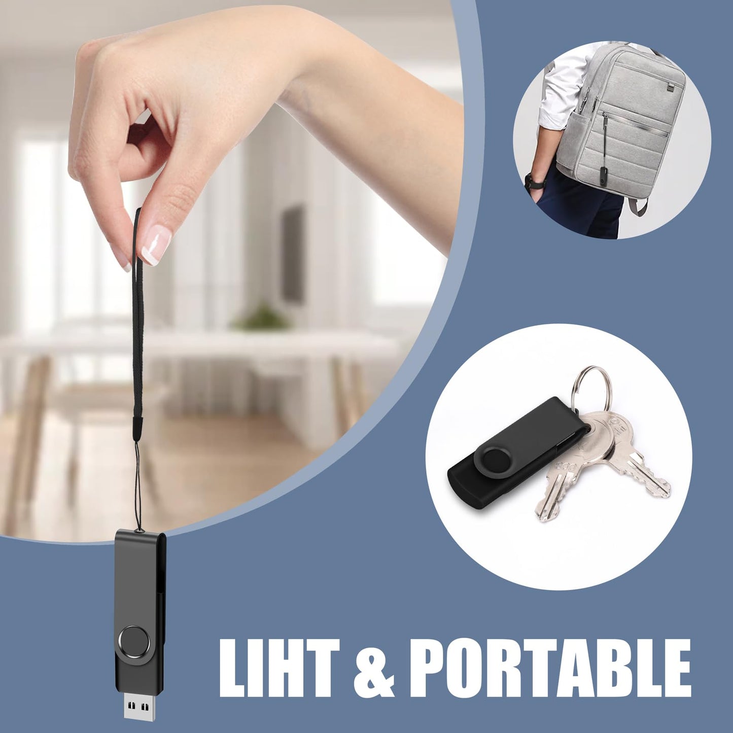 EASTBULL 32GB USB Flash Drive Bulk Thumb Drives 20 Pack with Lanyards USB 2.0 Jump Drive 32GB Memory Sticks Zip Pen Drive for Storage and Backup Black 20PCS