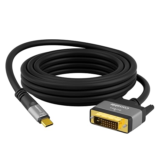4K USB C to DVI Cable 25 FT, USB Type-C to DVI-D Adapter, (Thunderbolt 3/4) Compatible with iPhone 17/16/15 Series, MacBook Pro/Air, iPad Pro, iMac, Galaxy S24, XPS, Surface Book 3 and More, Real 4K