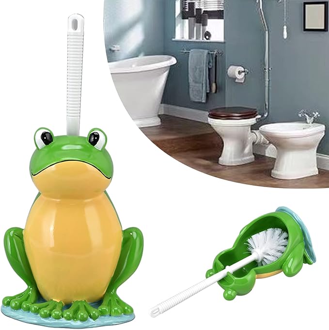 Frog Shape Toilet Brush Set, Creative Bathroom Cleaning Brush with Holder, Ergonomic Handle, and Space Saving Design for Effective Cleaning