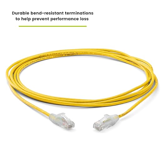 TRUECABLE Cat6 Component Rated Patch Cable, Unshielded (U/UTP), 10ft, Yellow, 28AWG Stranded Pure Copper, Snagless 10G High-Speed Ethernet Cable, PoE++ 4PPoE 100W, UL Listed, RoHS-3, 1 Pack