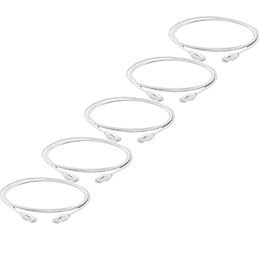 TRUECABLE Cat6 Component Rated Patch Cable, Unshielded (U/UTP), 5ft, White, 28AWG Stranded Pure Copper, Snagless 10G High-Speed Ethernet Cable, PoE++ 4PPoE 100W, UL Listed, RoHS-3, 5 Pack