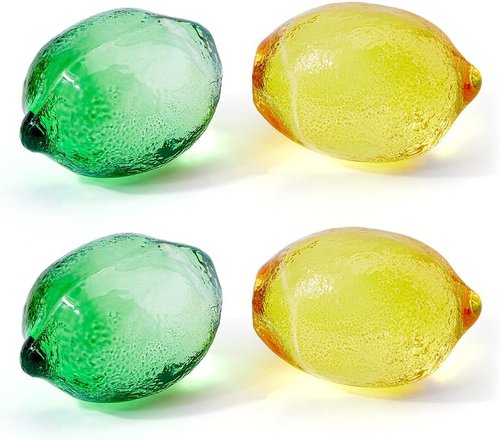 DICOSMETIC Crystal Lemon Figurine Set - 4 Pcs in 2 Colors | Decorative Glass Ornaments for Home & Office
