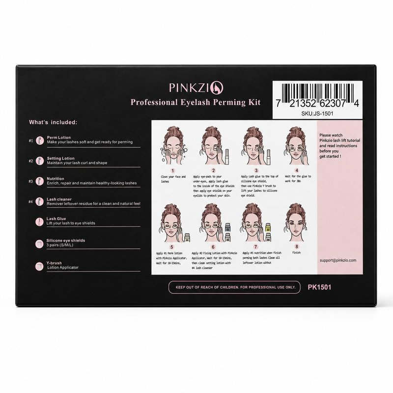 PINKZIO Lash Lift Kit Eyelash Perm Kit, Professional Eyelash Lash Curling, Semi-Permanent Curling Perming Suitable For Salon, Pink